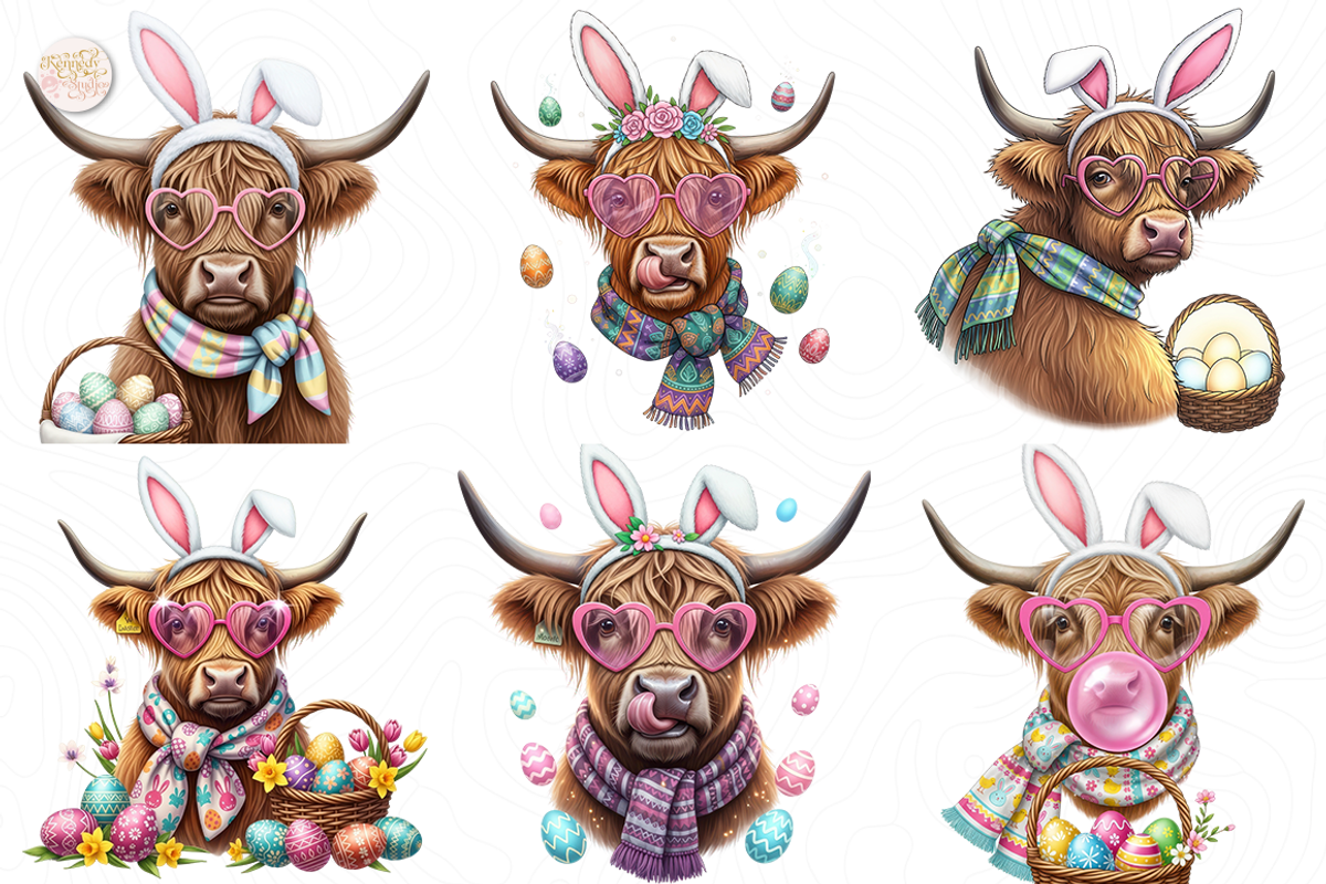 Highland Cow PNG Clipart Cute., an Animal Illustration by KennedyStudio (Photo 3 of 5)