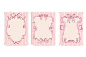 Whimsical pink ribbon frames with, an Illustration by art PVP - market