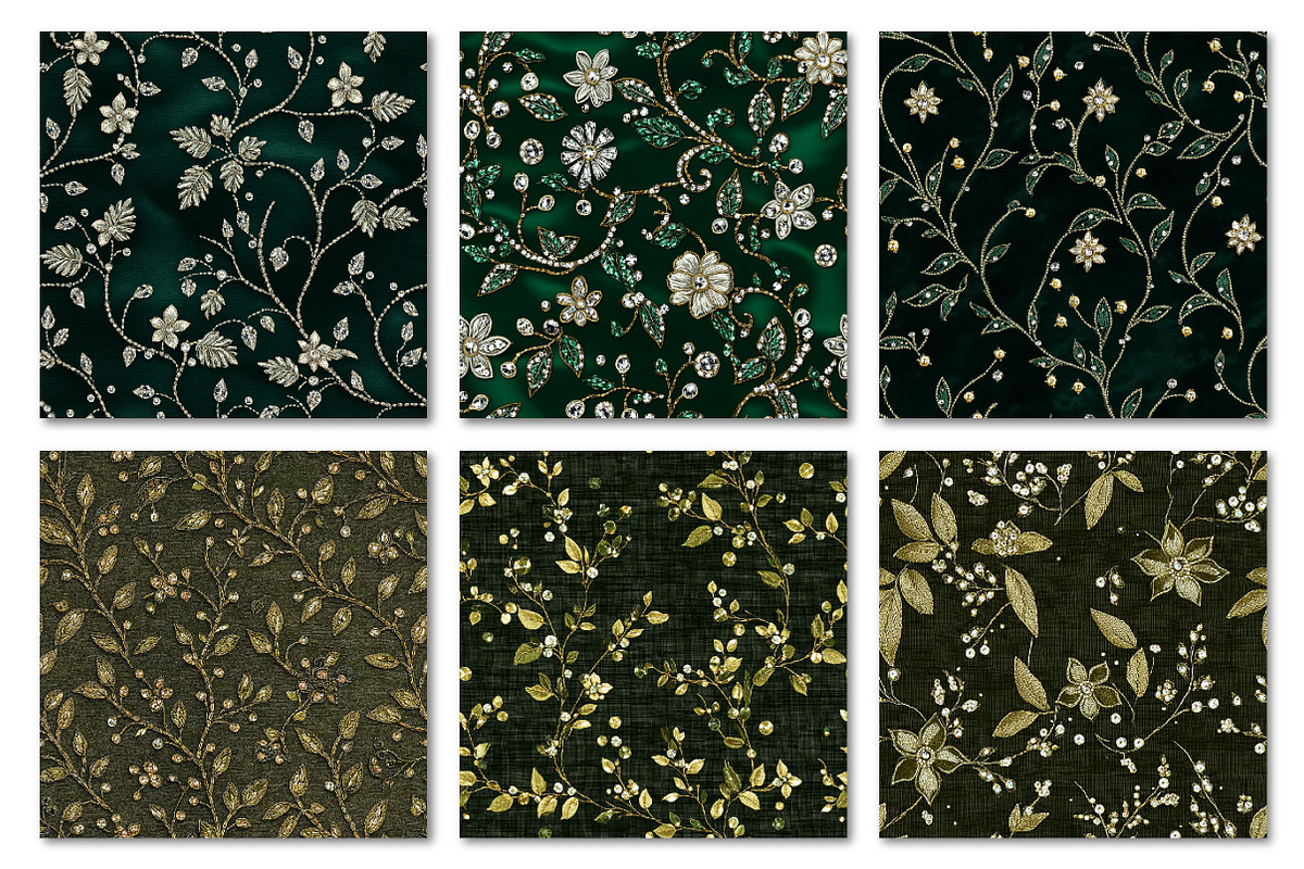Rhinestone Embroidery Green Fabric, a Texture Graphic by Dream Creation (Photo 5 of 5)