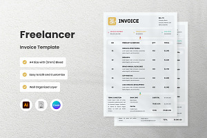 3 Set Freelancer Invoice Template V4, a Print Template by twinstd