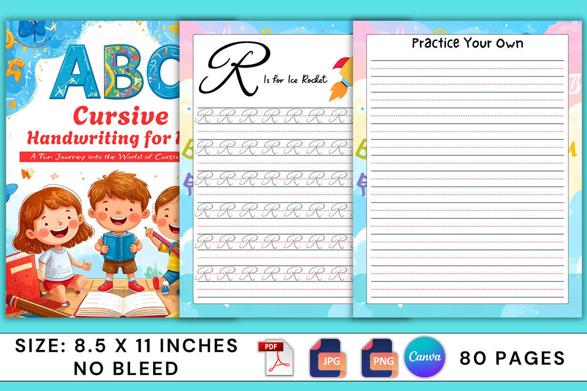 Cursive Handwriting for Kids, a Print Template by Designmela01 (Photo 5 of 7)