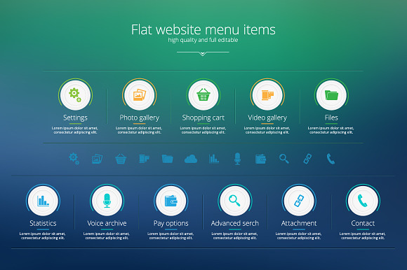Flat Website Menu Items