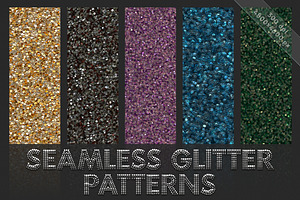 Glitter patterns. Seamless textures