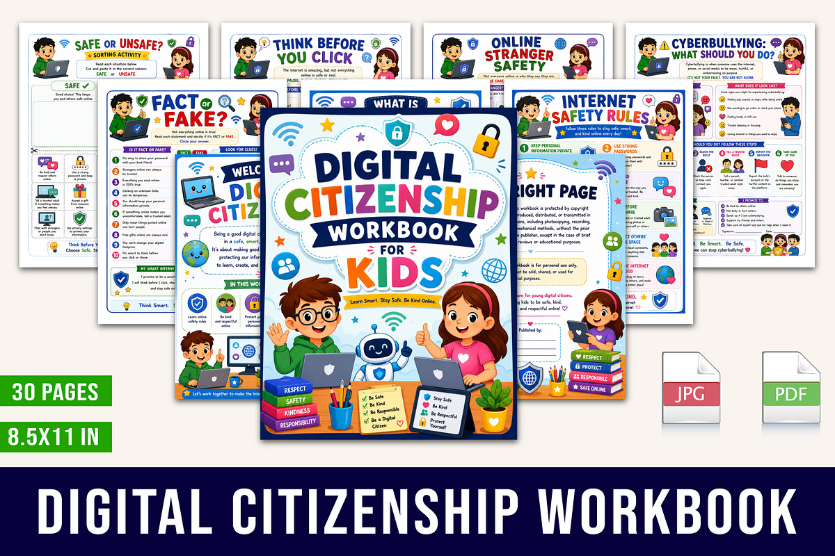 Digital Citizenship Workbook, a Stationery Template by Designmela01 (Photo 1 of 5)