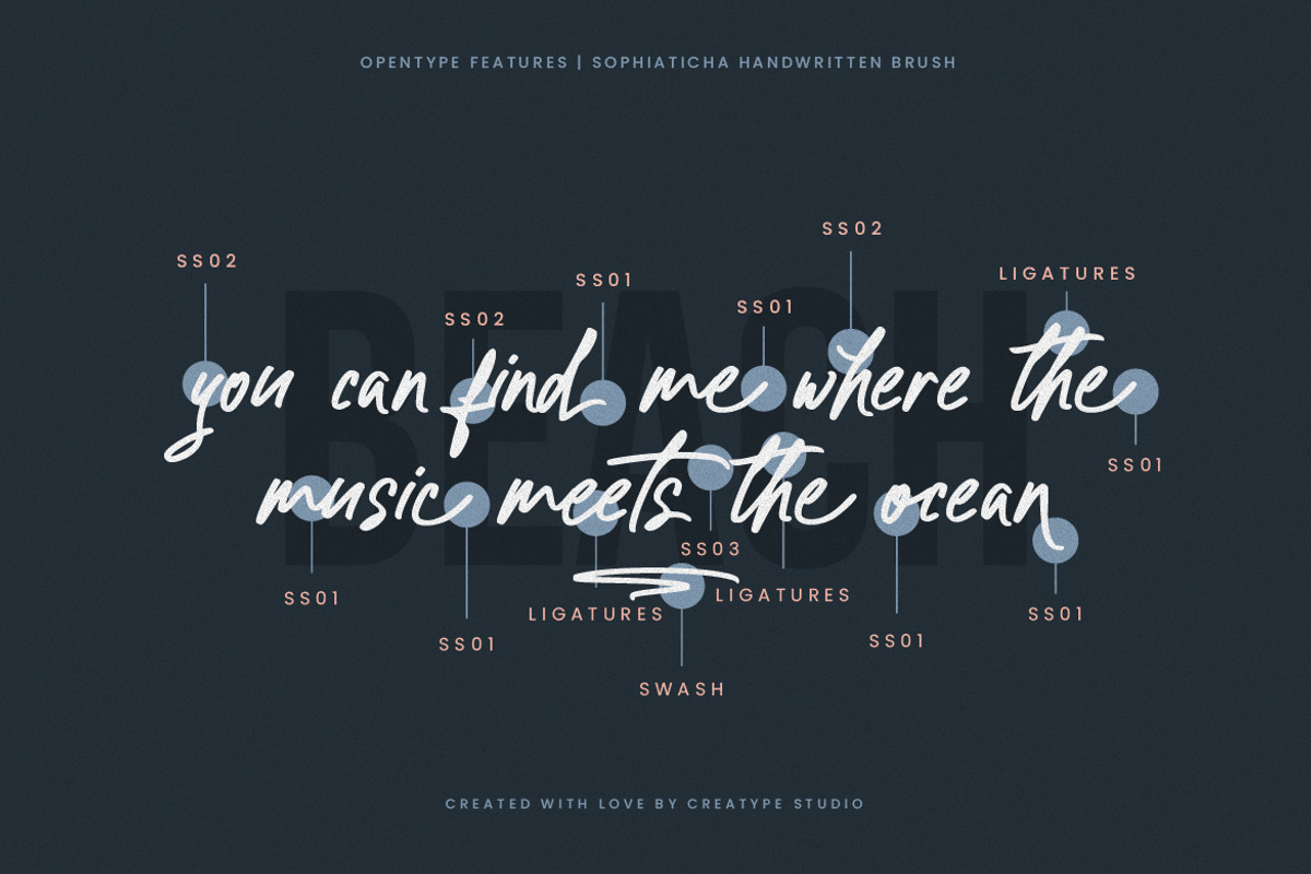Sophiaticha Handwritten Brush, a Script Font by Creatype Studio (Photo 3 of 9)