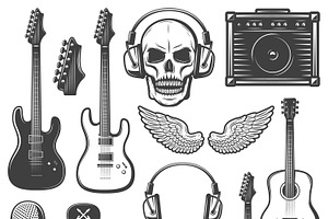 Vintage Rock Music Elements Set