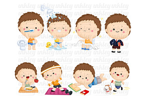 Boy Activity Clipart - Cute Kids