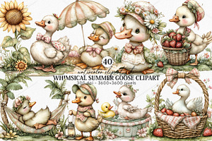 Whimsical Summer Goose Clipart PNG, a Seasonal Illustration by Canvas Craft