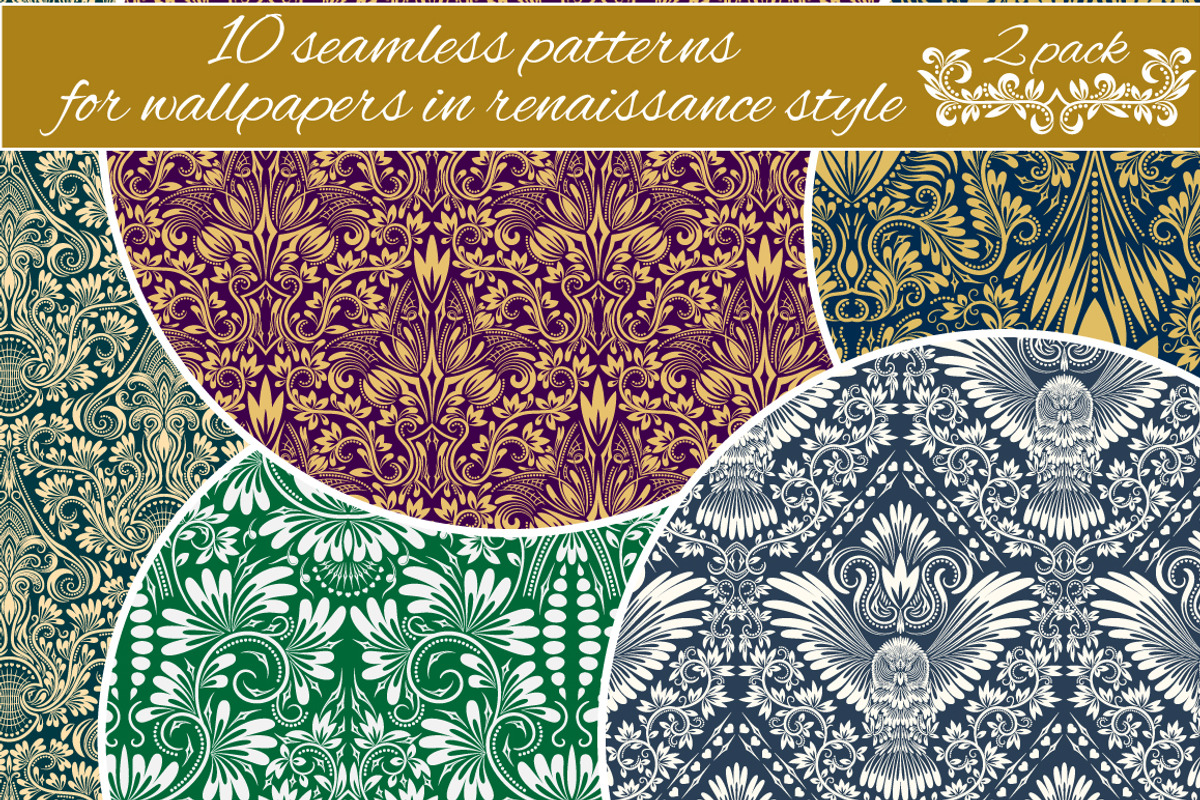 Renaissance seamless patterns Pack 2, a Pattern Graphic by Guten Tag Vector