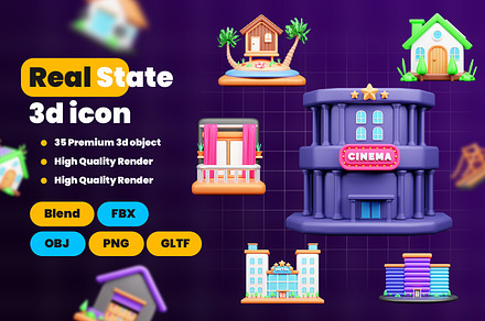 Real State 3d Illustration Icon Pack