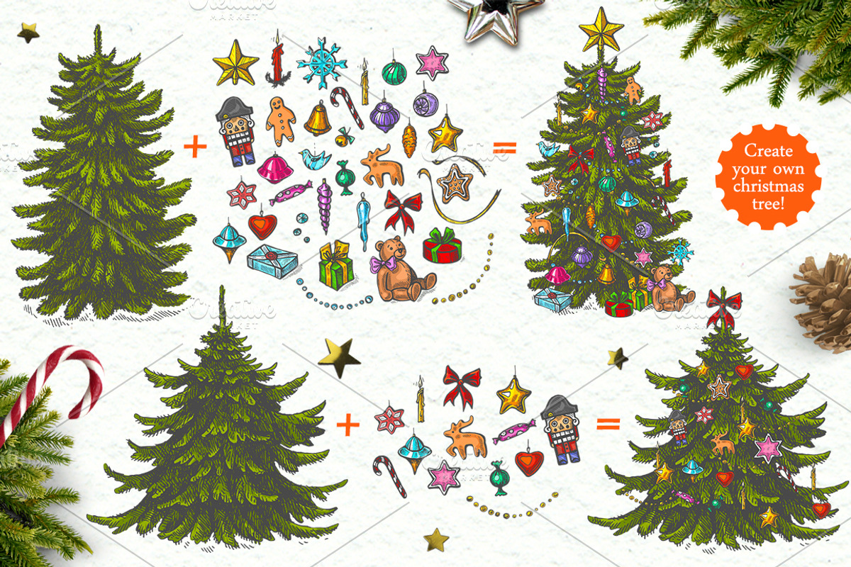 Vector set Christmas Tree, an Illustration by AnnieDove (Photo 3 of 6)