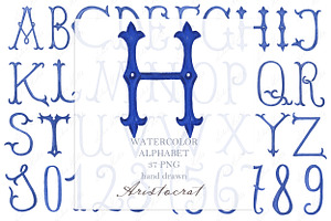 Watercolor Wedding Monogram Letters