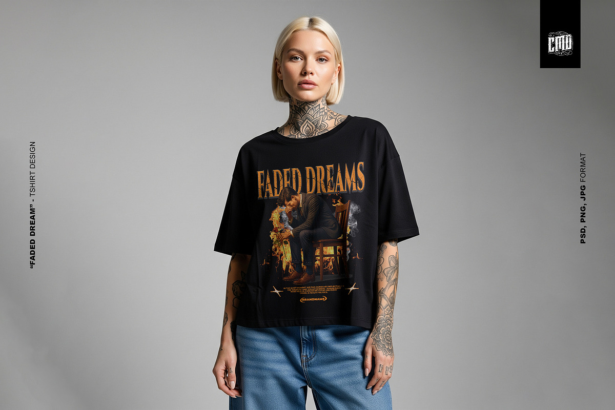 FADED DREAMS - T-Shirt Design, an Object Graphic by Cmd Project (Photo 4 of 10)