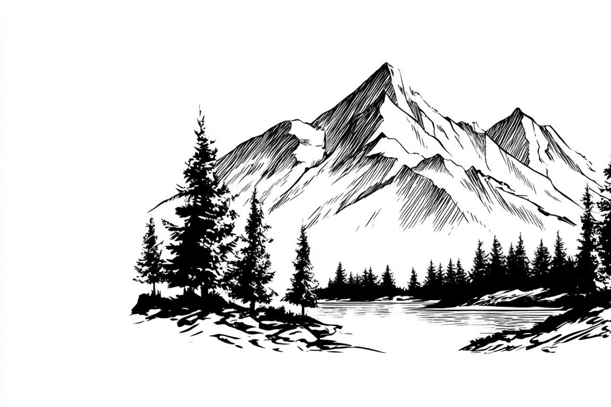 Majestic Mountain and Tree Vector, a Graphic by hafijul (Photo 8 of 9)