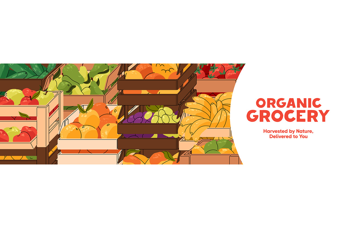 Fruit & vegetables boxes set, banner, a Food Illustration by PaperTrident (Photo 12 of 13)