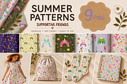 SUMMER SUPPORT FRIENDS Patterns, a Seasonal Illustration by FaliushViktoriaArtist (Thumbnail 1 of 11)