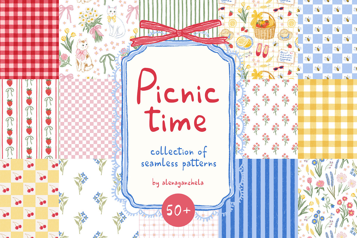 Picnic time - whimsy summer patterns, a Pattern Graphic by alenaganzhela (Photo 1 of 16)