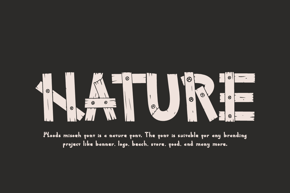 Woods Misoeh - Nature Font, a Sans Serif Font by Iqsiart Studio (Photo 2 of 7)