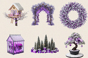 Purple Christmas Garden Clipart Bund, an Illustration by SVGArt (Thumbnail 2 of 8)