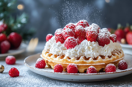 Delicious Waffle with Whipped Cream, a Background Photo by Pixeness