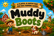 Muddy Boots - Playful Kids Farm Font, a Handwritten Font by overlaytemplates (Thumbnail 1 of 5)