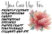 Peony watercolor clipart set, an Object Illustration by DreamCafeArt (Thumbnail 6 of 6)