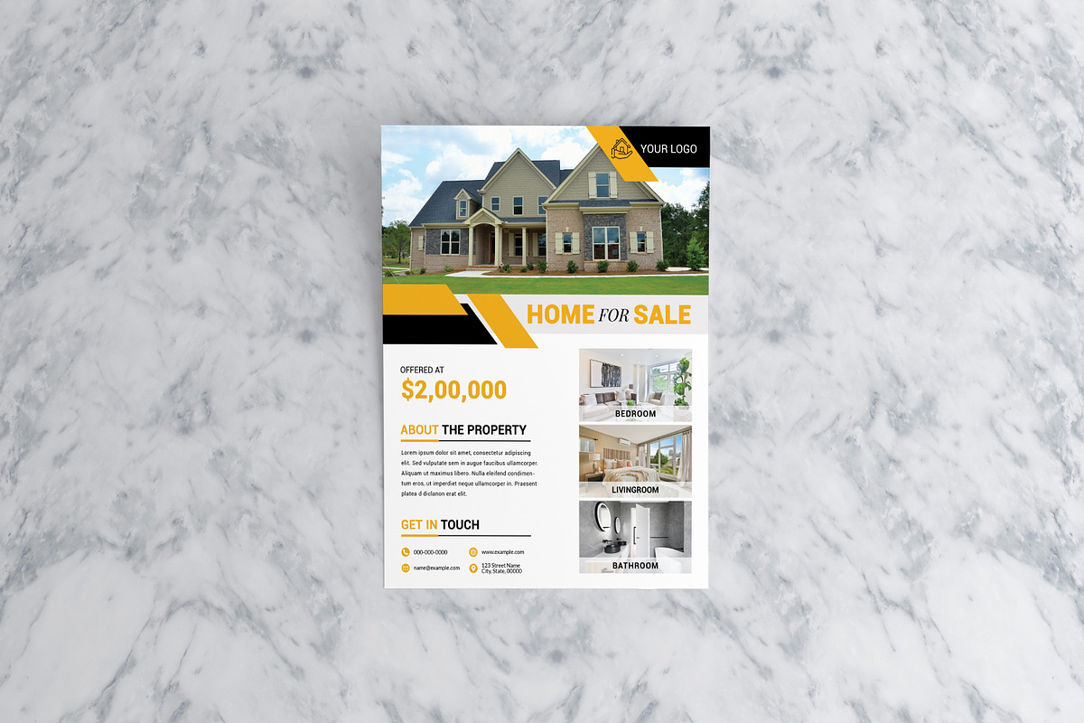Yellow Minimal Real Estate Flyer, a Flyer Template by SmmrDesign (Photo 3 of 3)