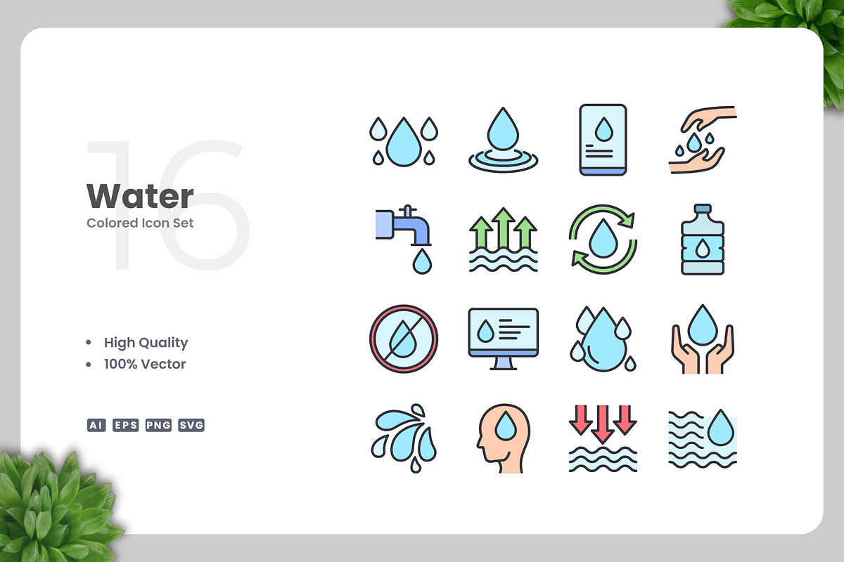 Water Colored Icons, an Icon by Upnowgraphic