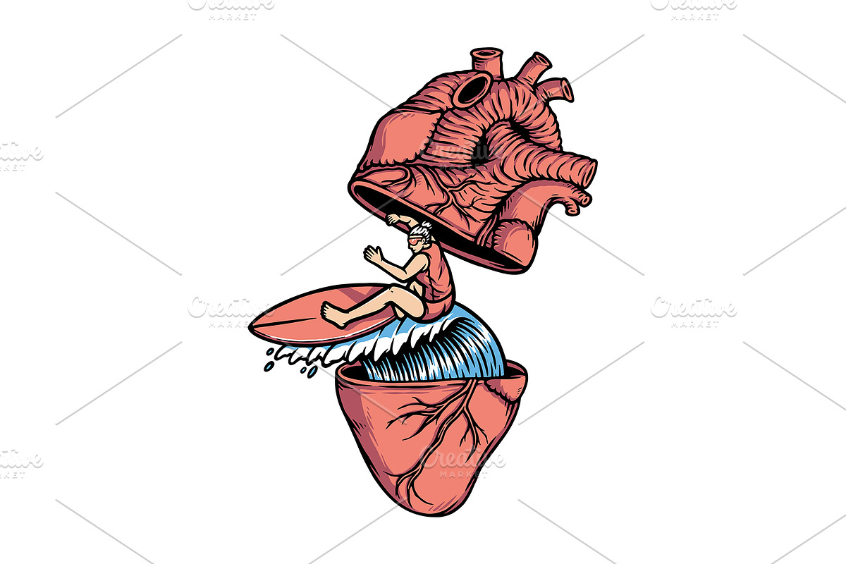 surf in the heart illustration, a Sport Illustration by gunaonedesign (Photo 1 of 4)
