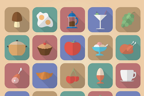Set Of 20 Food And Drinks Icons.