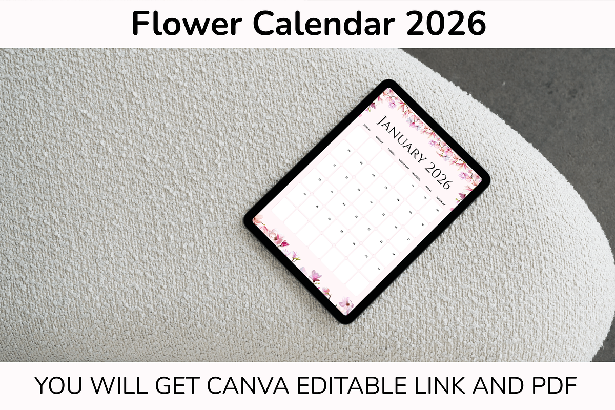 2026 Canva Flower Calendar Template, a Card Template by Snapybiz (Photo 10 of 10)