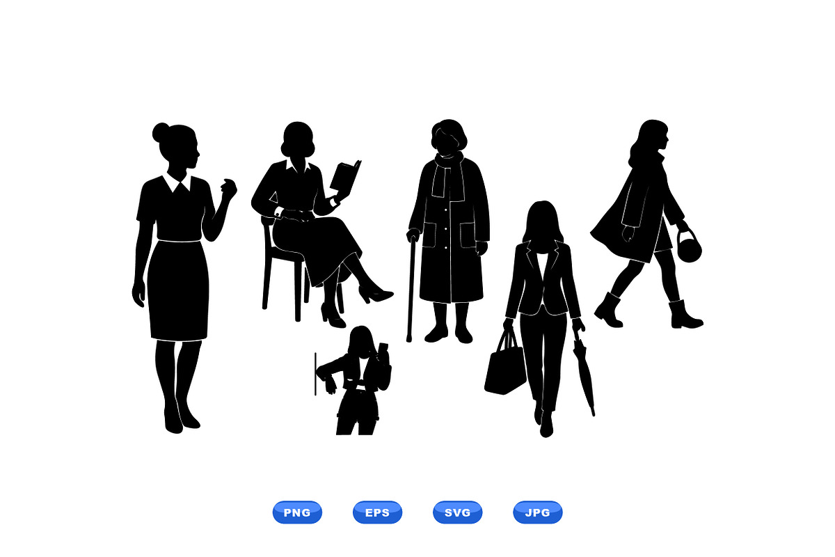 Modern Women Silhouette Pack, an Illustration by designvectx (Photo 3 of 3)