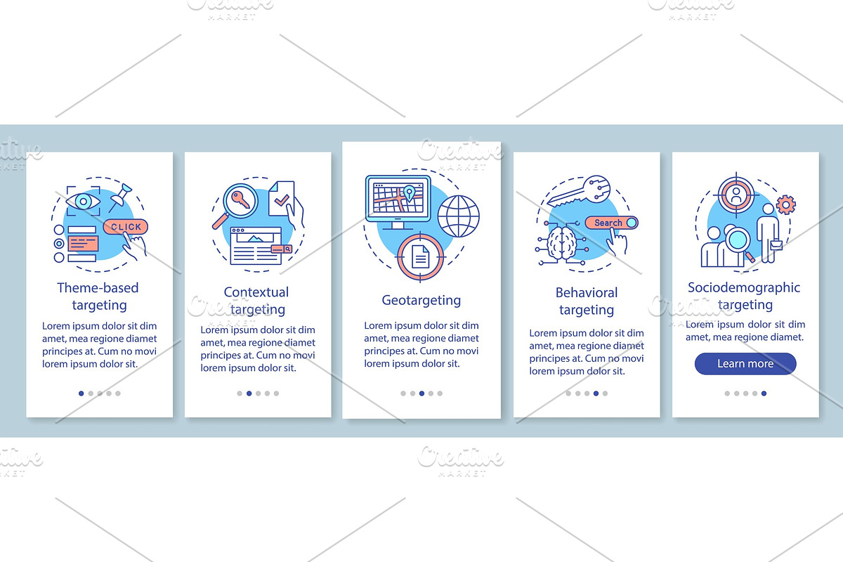 Targeting types mobile app pages, a Templates & Theme by IMG visuals icons