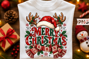 Merry Christmas Reindeer Antlers PNG
