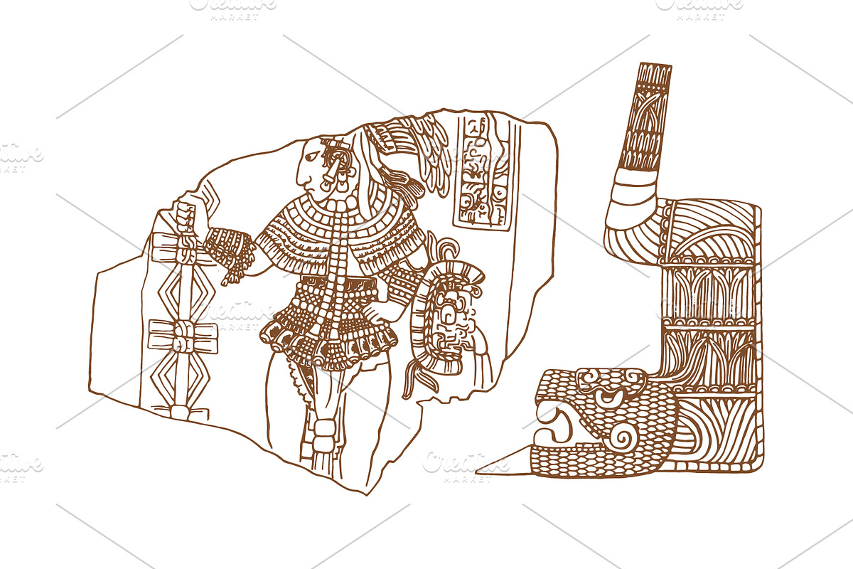maya, inca and aztec ancient glyphs, a Decorative Illustration by Artha ...