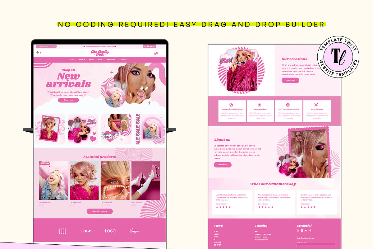 Pink Wix Studio Website Template, a Wix Template by Template Twist Shop (Photo 6 of 9)