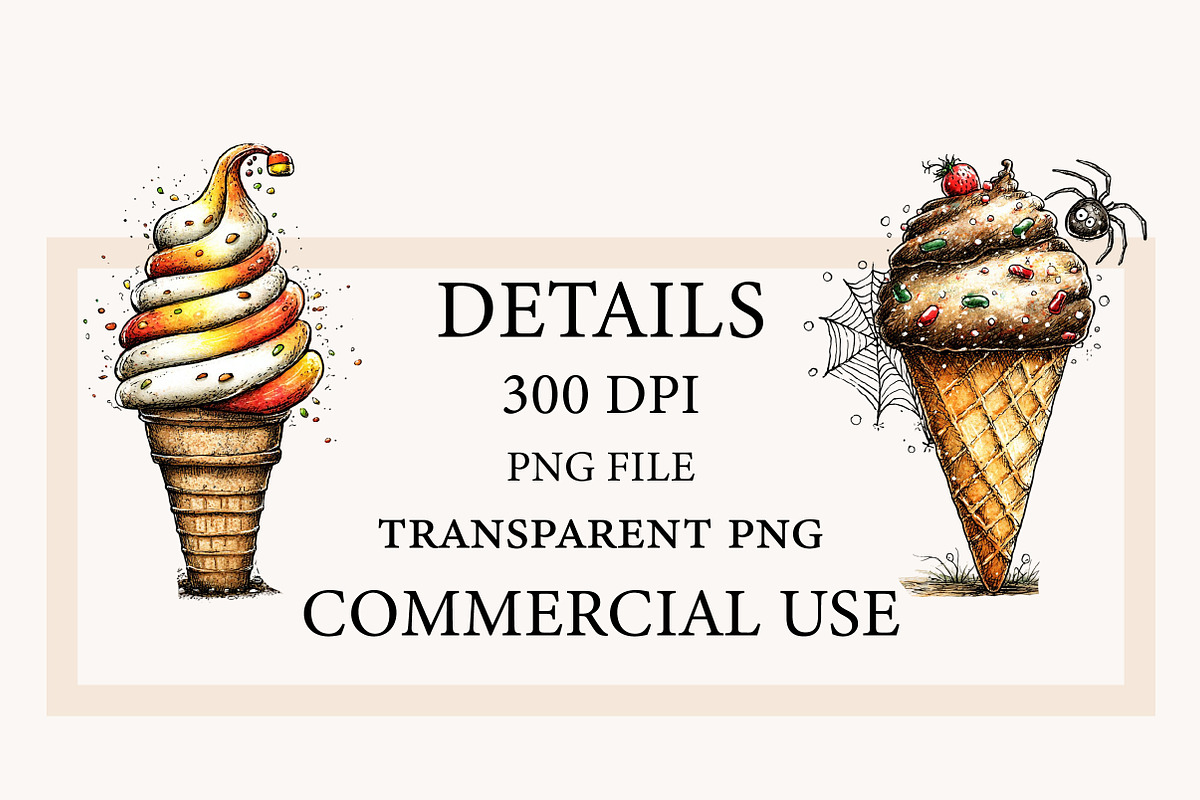 Whimsical Halloween Ice Cream, a Seasonal Illustration by Designworld (Photo 3 of 9)
