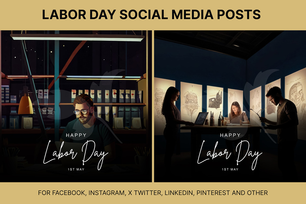 61 Labor day social media posts set, a Social Media Template by Walldecorated (Photo 7 of 29)