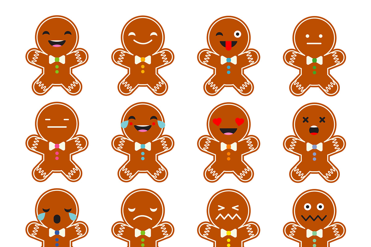Set Emotions Gingerbread., an Emoji Icon by Shop seamless patterns