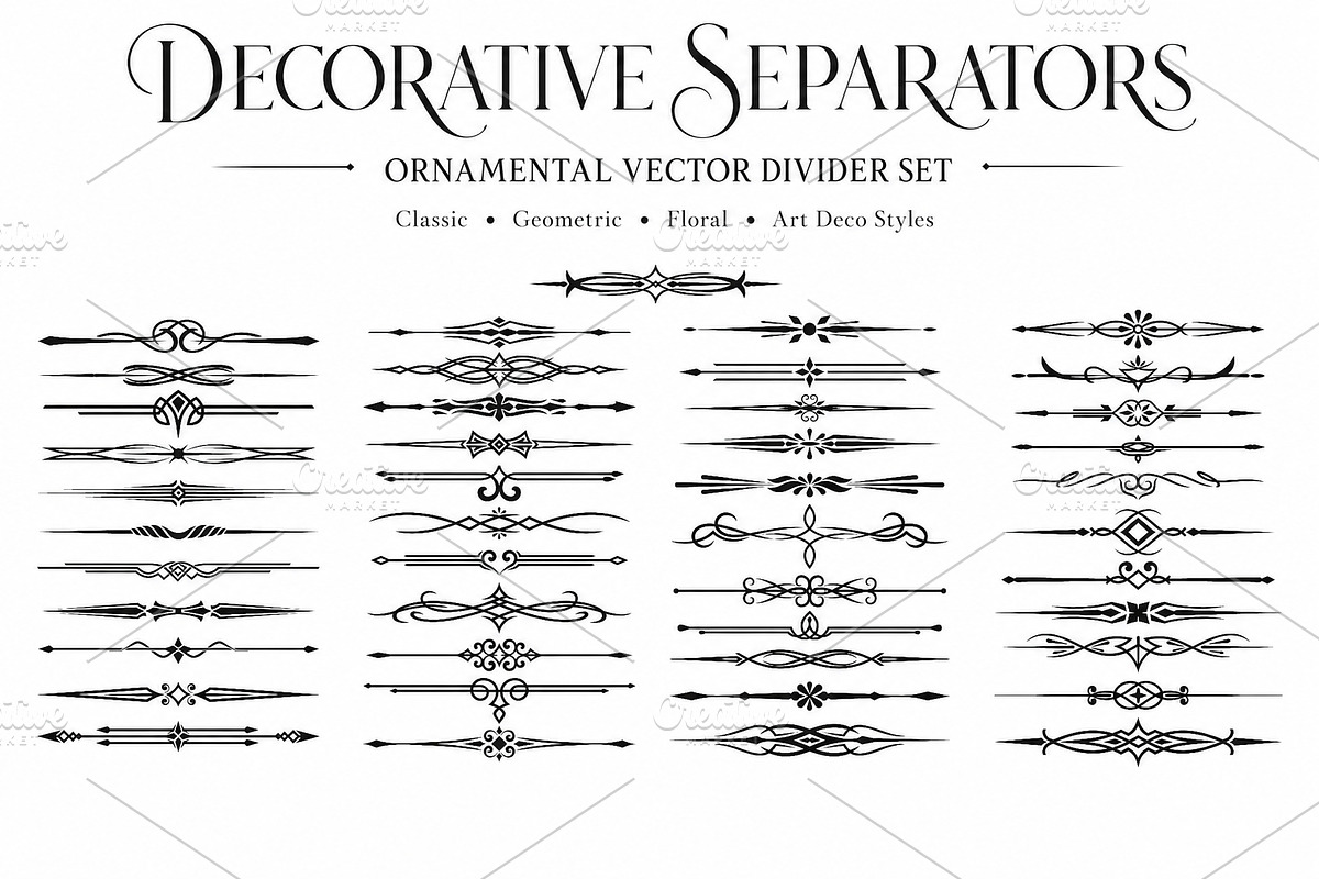 Vintage dividers, separator borders, a Decorative Illustration by Vector Tradition (Photo 3 of 3)