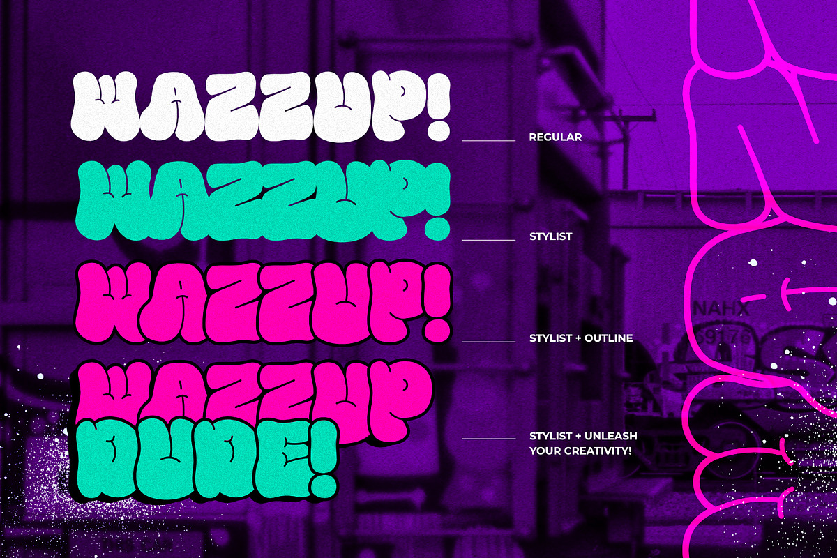WhoopieSunday - Bubble Graffiti Font, a Symbol Font by ikiiko (Photo 5 of 7)