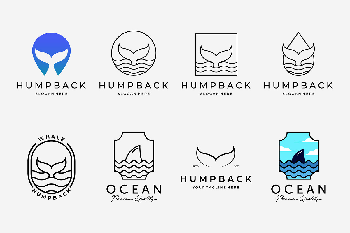 Set Bundle Humpback Whale tail Logo