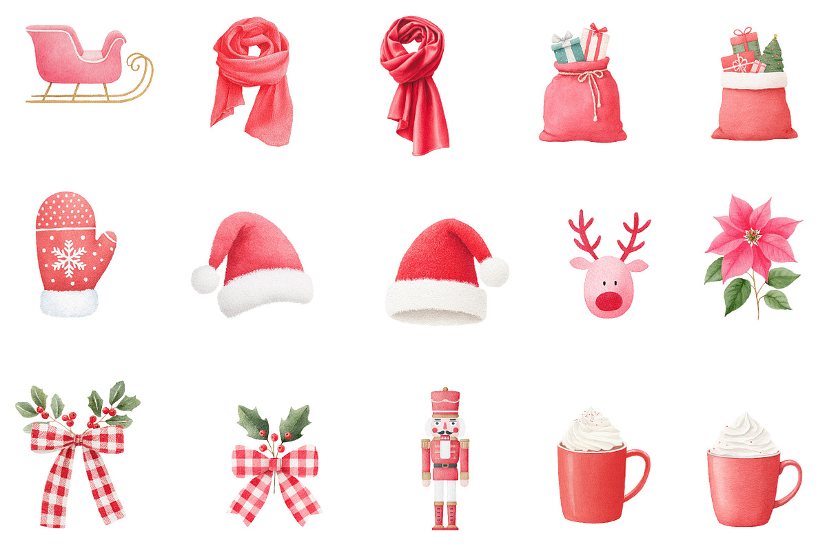 Festive Red Christmas Watercolor, an Illustration by Designworld (Photo 5 of 5)