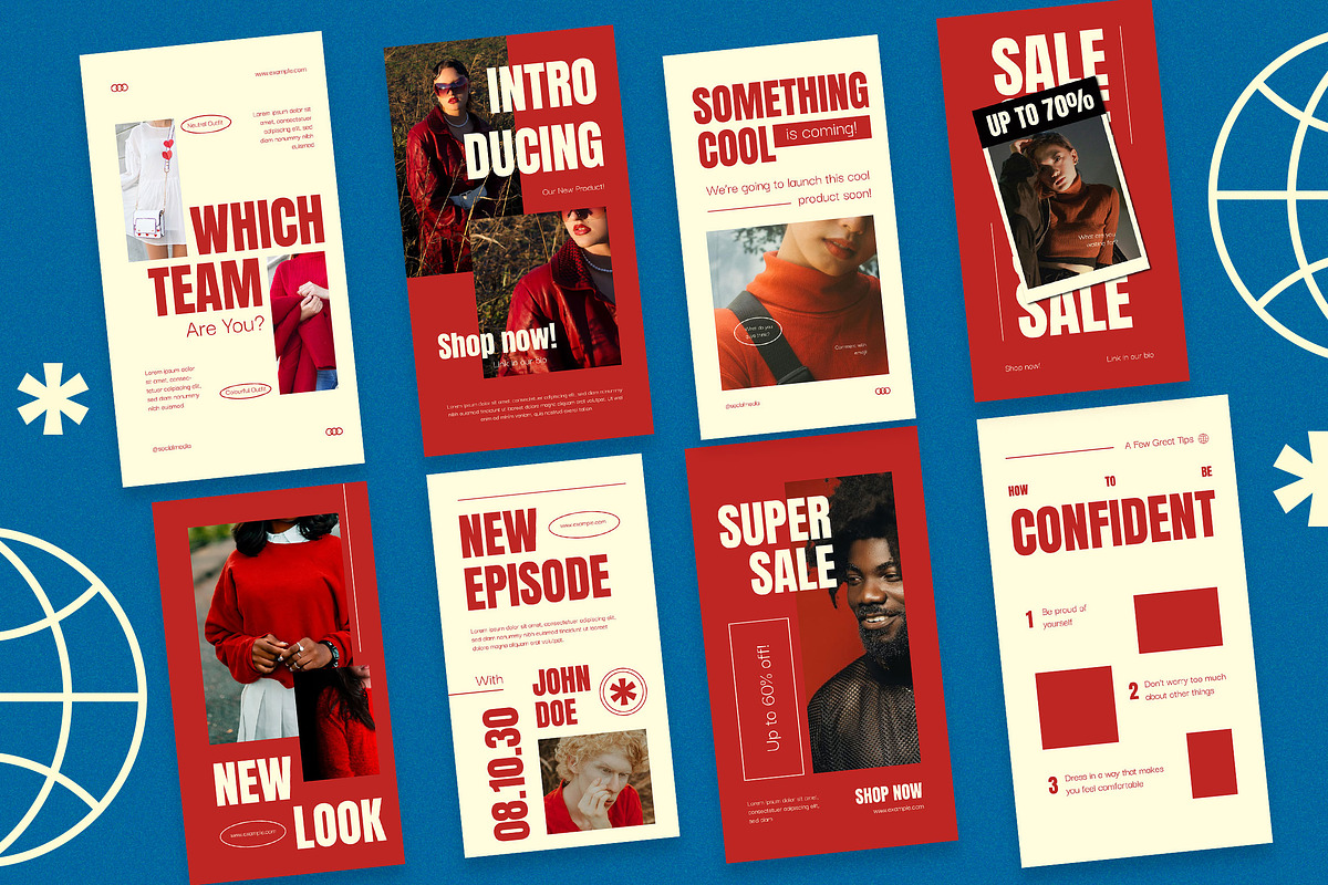 Red Bold Clean Fashion Instagram Set, a Social Media Template by Aiyari Graphic (Photo 4 of 5)