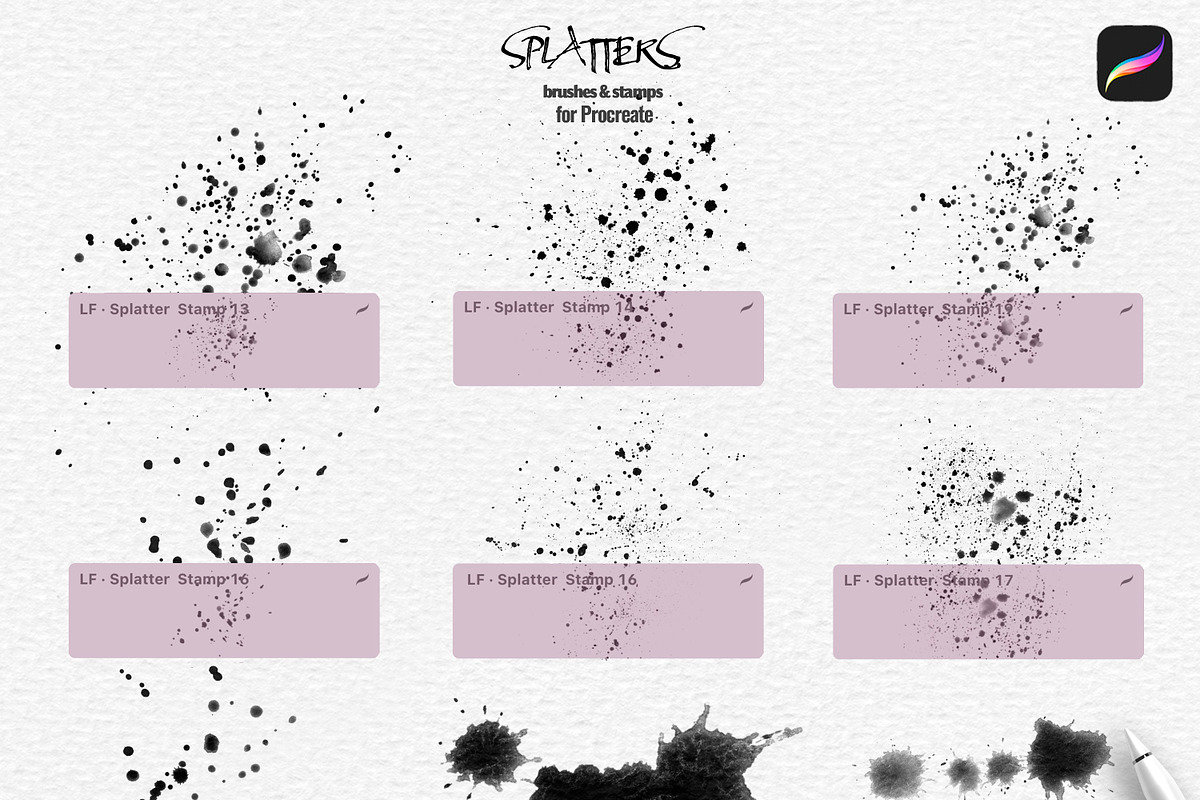 Splatter Brushes for Procreate, a Brush Add-On by Les Frolova (Photo 5 of 9)