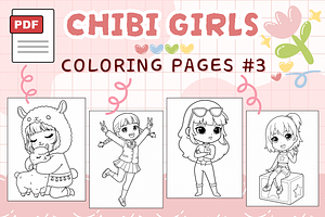 Chibi Girls Coloring Pages #3, a Person Illustration by Inkivelle Studio