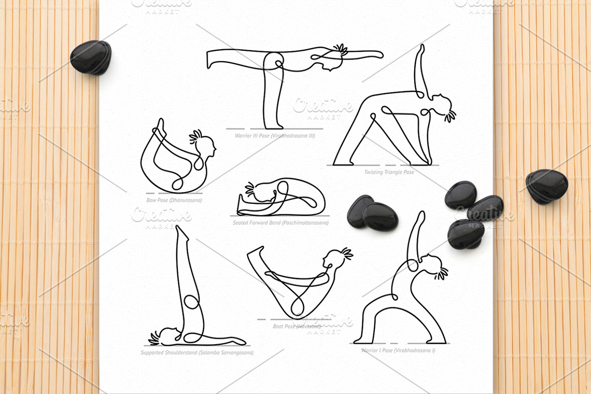 Yoga Poses Linear Hand Drawn Set, a Healthcare Illustration by tetiana.svirska (Photo 3 of 10)