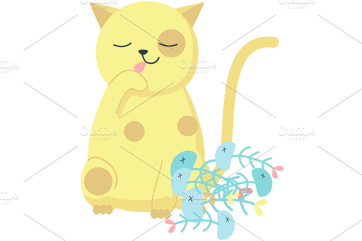 Vector well-fed cat cute pet animal, an Animal Illustration by SiberianArt