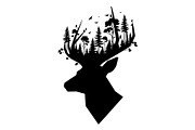Deer Antler Silhouette Bundle, an Object Illustration by yasushie (Thumbnail 17 of 31)