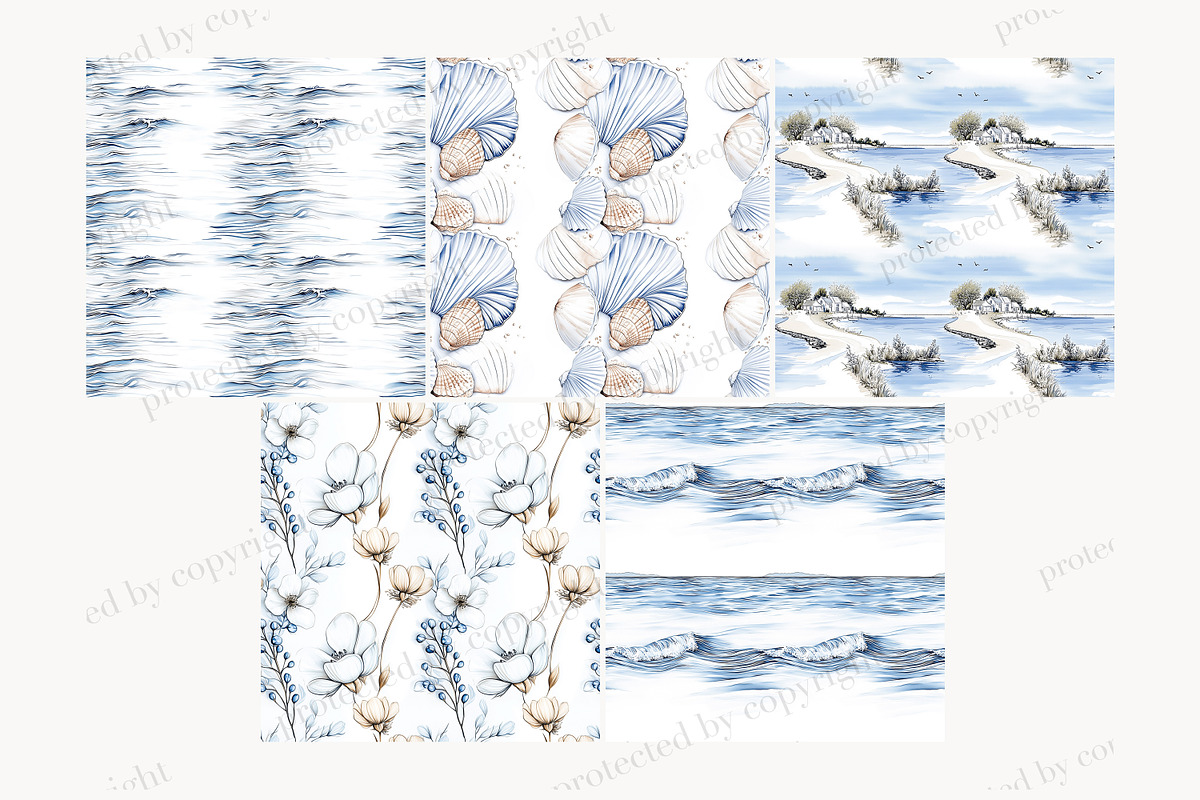 Coastal Digital Paper Set, a Pattern Graphic by GlamArtZhanna (Photo 4 of 4)